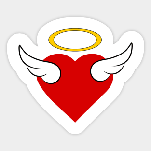 Winged Red Heart 02 White Sticker